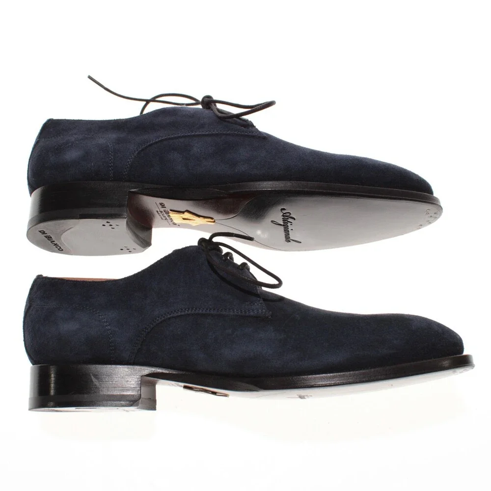 Di Bianco NWOB Lace Up Derby Dress Shoes Size 10 US in Dark Blue Suede
